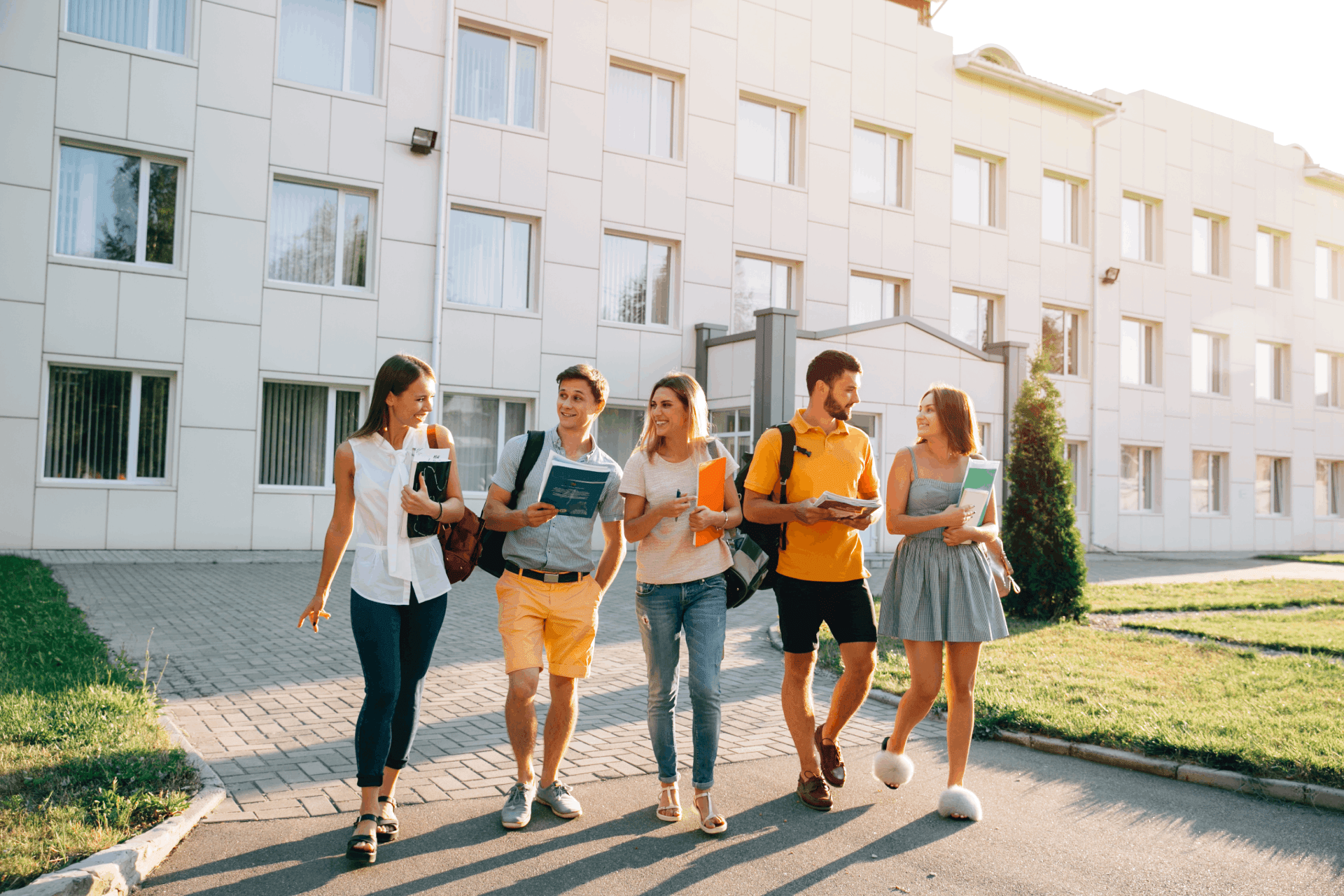 free-time-students-bachelor-s-campus-life-rhythm-five-friendly-students-are-walking